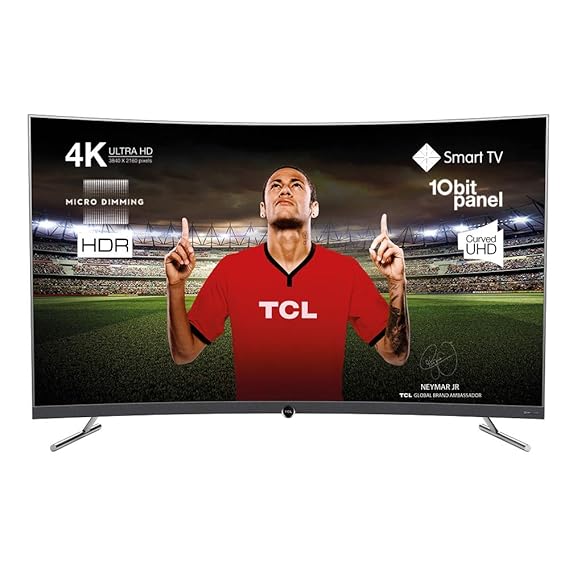 TCL 65DP676 Curved Fernseher 164 cm (65 Zoll) Smart TV (4K UHD, HDR, Dolby Digital Plus, T-Cast, Triple Tuner) Dunkelsilber