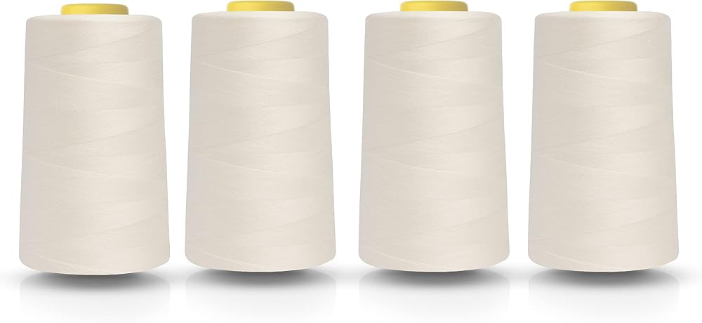 Realm Polyester Overlocking Thread Four 5000 Yards Cones White Black Cream