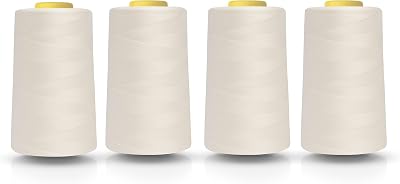 Realm Polyester Overlocking Thread Four 5000 Yards Cones White Black Cream