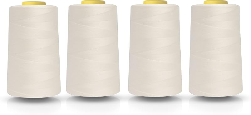 Realm Polyester Overlocking Thread Four 5000 Yards Cones White Black Cream