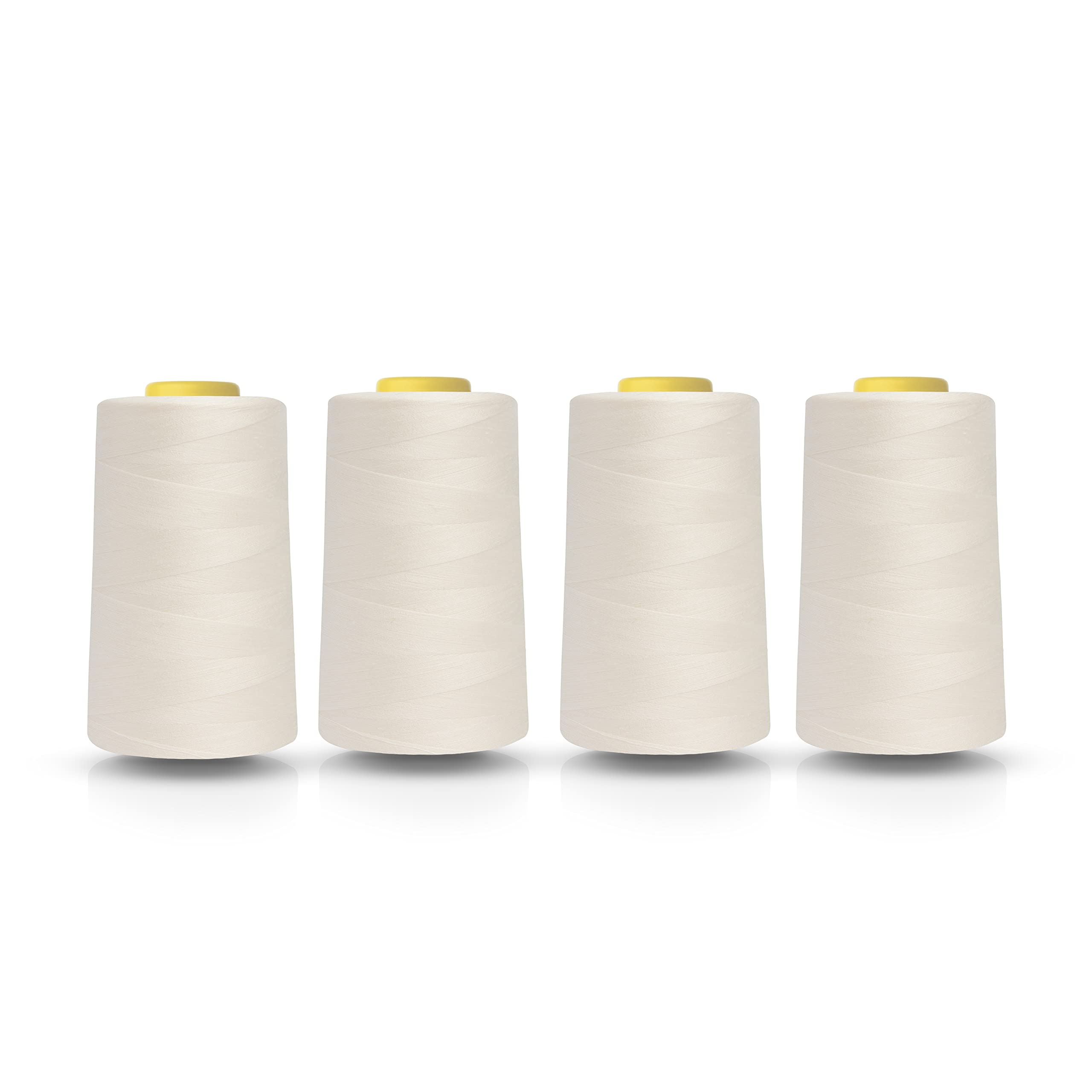 Realm Overlocking Sewing Machine Polyester Thread x Four 5000 Yards Cones White Black Natural Navy Red Grey (Cream)