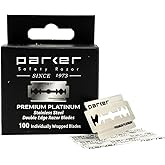 Parker Premium Platinum Double Edge Safety Razor Blades - 100 Count Salon Pack | Swedish Steel, Platinum-Tungsten-Chromium Co