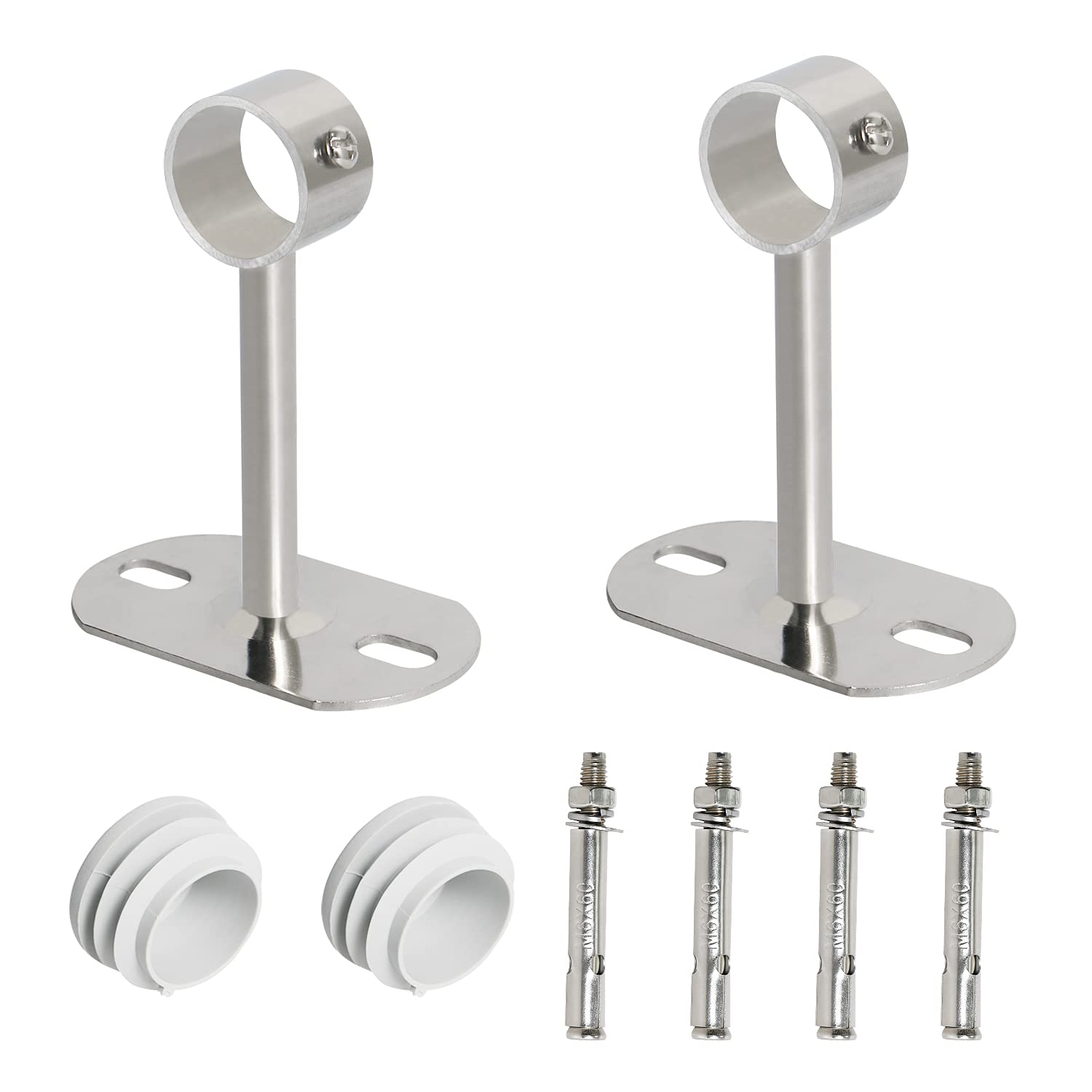 Aopin 2Pcs Ceiling Mount Bracket Pipe Hole Diameter 25 mm (1"), Length 100mm, Clothes Rail mounting Bracket, Suitable for Ceiling or wall mounting, Curtain Rod Flange Socket — image 1