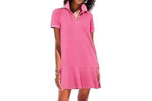 YEXPINE Women's Polo Dress Short Sleeve Ruffle Hem Golf Tennis Summer Mini Dresses