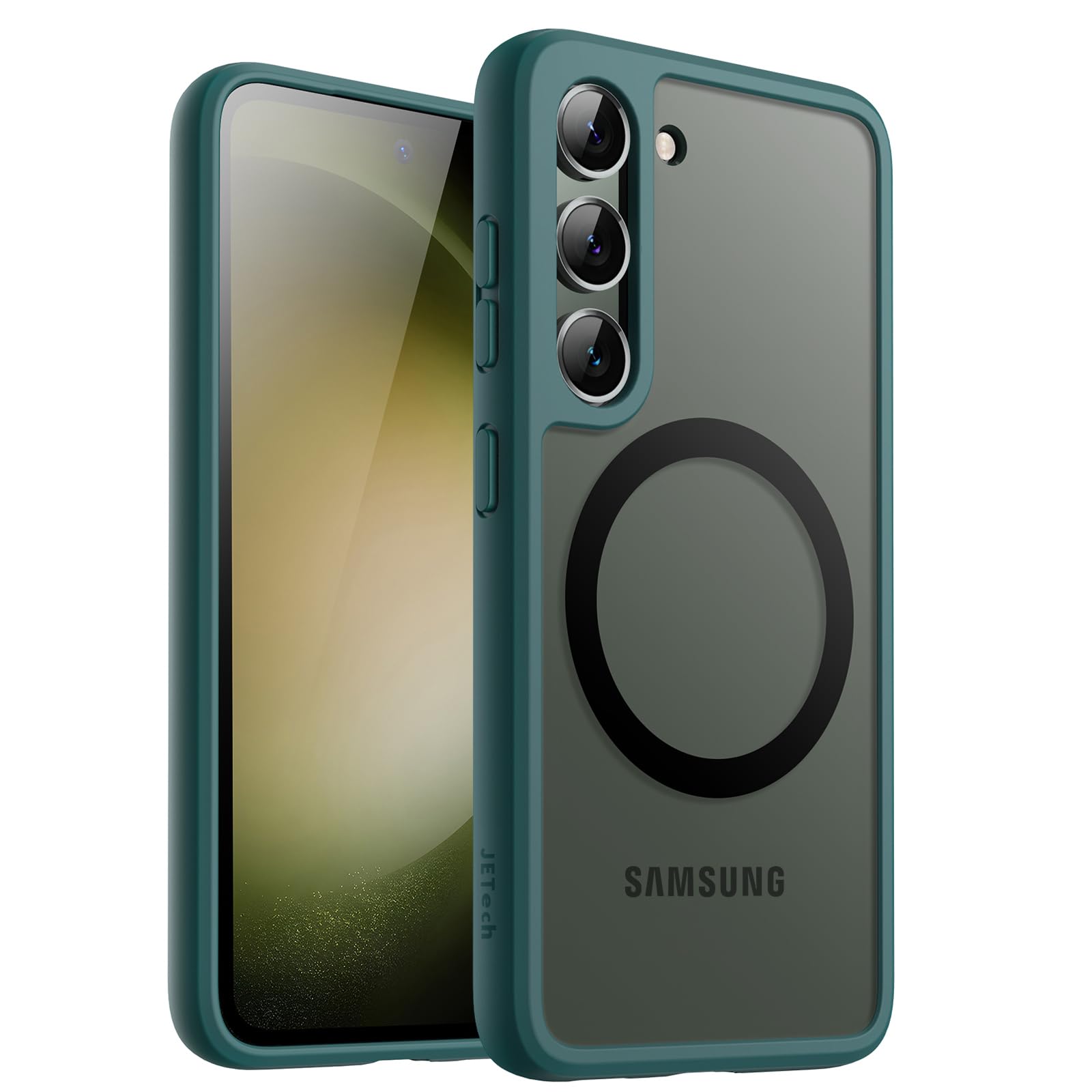 Photo 1 of JETech Magnetic Case for Samsung Galaxy S23 5G 6.1-Inch, Compatible with MagSafe, Translucent Matte Back Shockproof Phone Cover (Midnight Green)