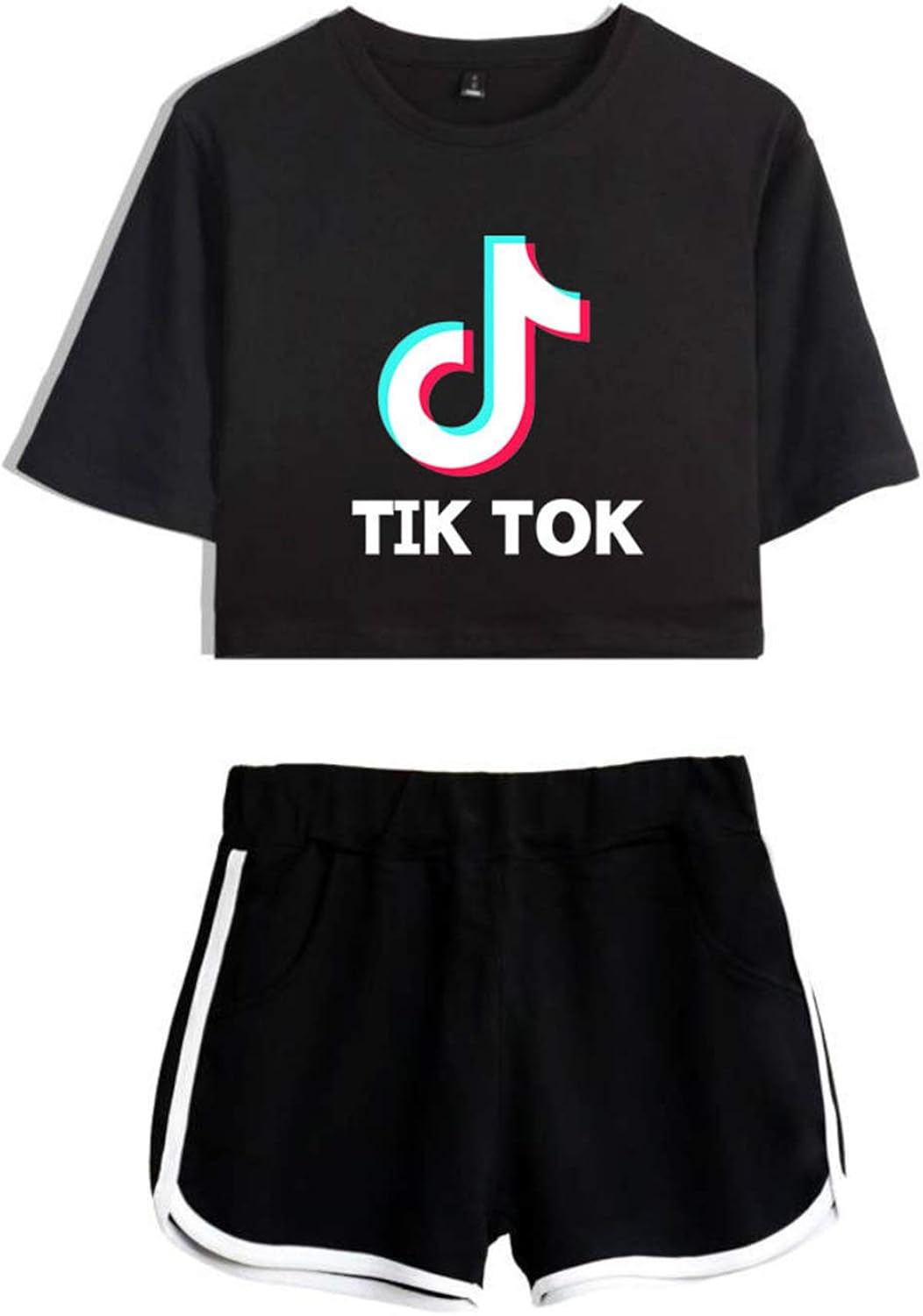 PXFX Girls TIK Tok Crop Tops + Shorts Sets,Yoga Clothes for Exercise,TShirt Running Sportswear