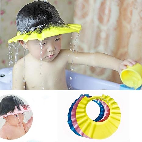 Amazon Co Jp 赤ちゃんの入浴シャワーキャップ幼児用に調整可能な超ソフトで伸縮性があり シャンプー 水から子供の目を保護します目を閉じる必要はありません黄色 ホーム キッチン