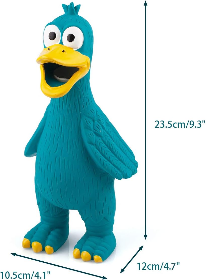 Kitchen & Dining : Chiwava 9.3 Inch Squawking Latex Dog Toy Quacking Duck Squeeze Squeak Interactive Play for Medium Large Dogs Color Blue : 