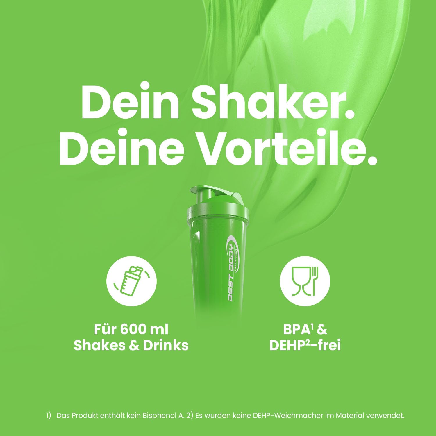 Best Body Nutrition Eiweiß Shaker grün – 700 ml Protein Shaker mit Sieb & Mess-Skala – auslaufsicher – spülmaschinengeeignet – BPA-frei – für klumpenfreie Proteinshakes 2