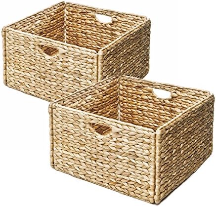 Seville Classics Woven Hyacinth Storage Cube Basket (Set of 2)