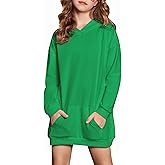 Arshiner Girls Hoodies Kids Long Pullover Hooded Sweatshirt Long hoodies for Girls Hoodie Dress with Pockets for 5-14 Years