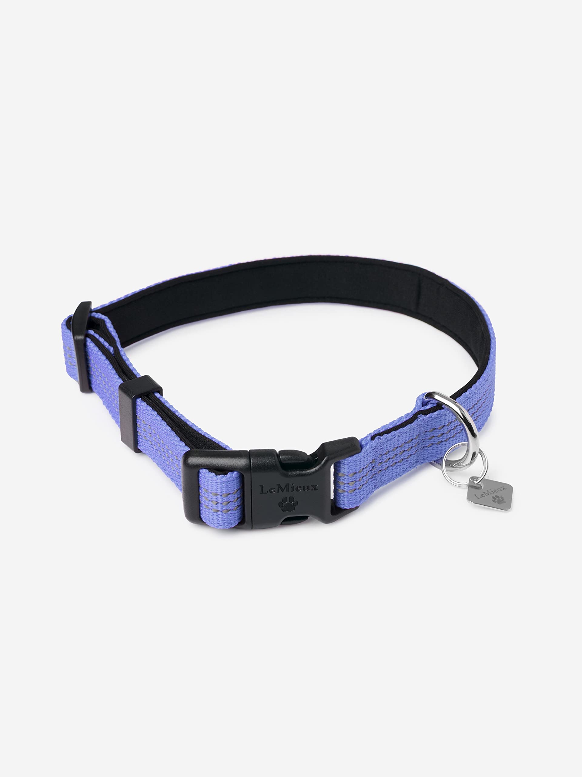 LeMieux Henley Webbing Dog Collar in Bluebell - Outdoor Pet Everyday Walking Neckband - Super Adjustable for Flexible Fit with Reflective Trim - Large