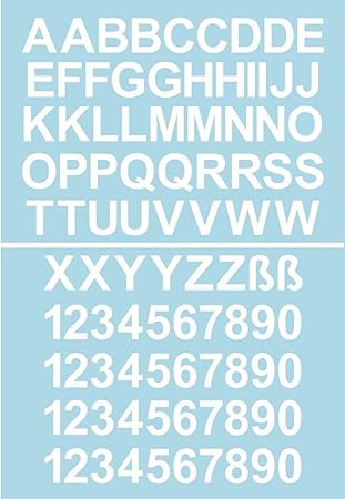 54 Klebebuchstaben und 40 Zahlen je ca. 4cm hoch, in 7 Farben erhältlich (4cm weiß)