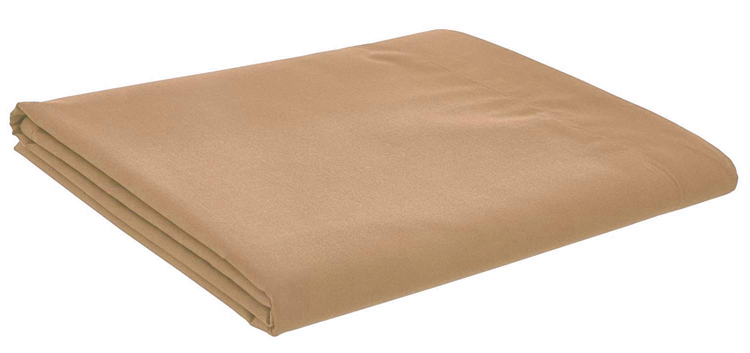 AmigoZone Easycare Pollycotton Percal Flat Sheet, Double - Latte