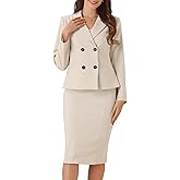 Allegra K Business Skirt Suit Set for Womens 2 Piece Long Sleeve Work Outfits Blazer Jacket Pencil Skirts Set