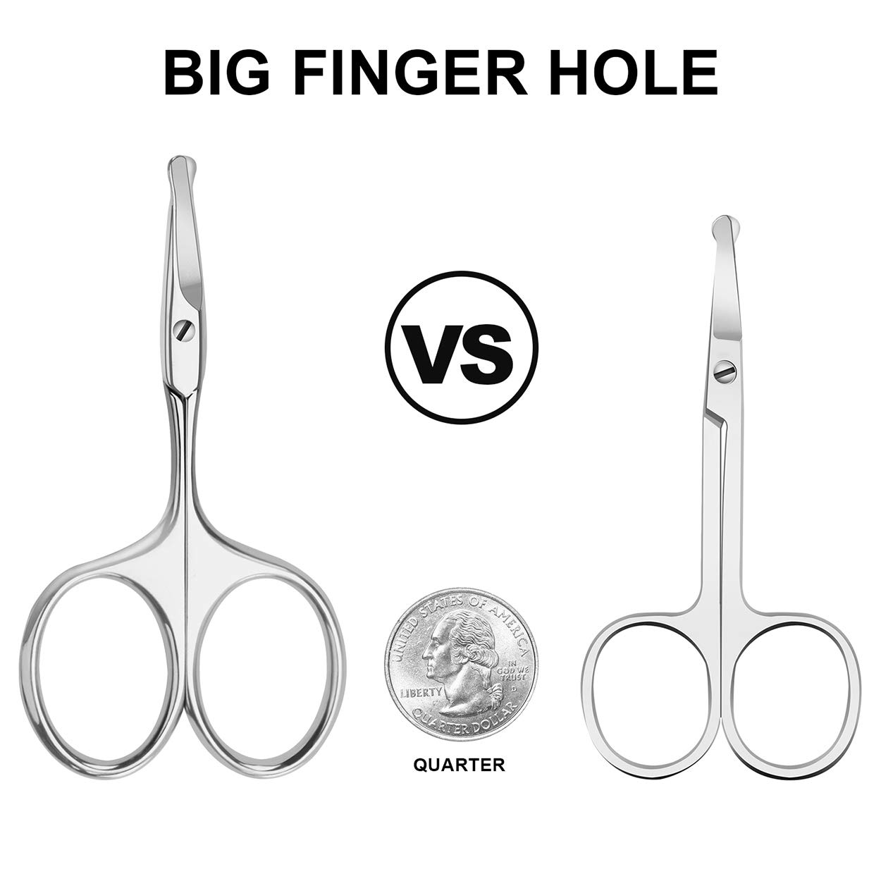 Eafing Nose hair Scissors & Mustache Trimmers, Beard, Eyebrows & Eyelashes Trimming Scissors with Larger Finger Rings, Comb: Beauty