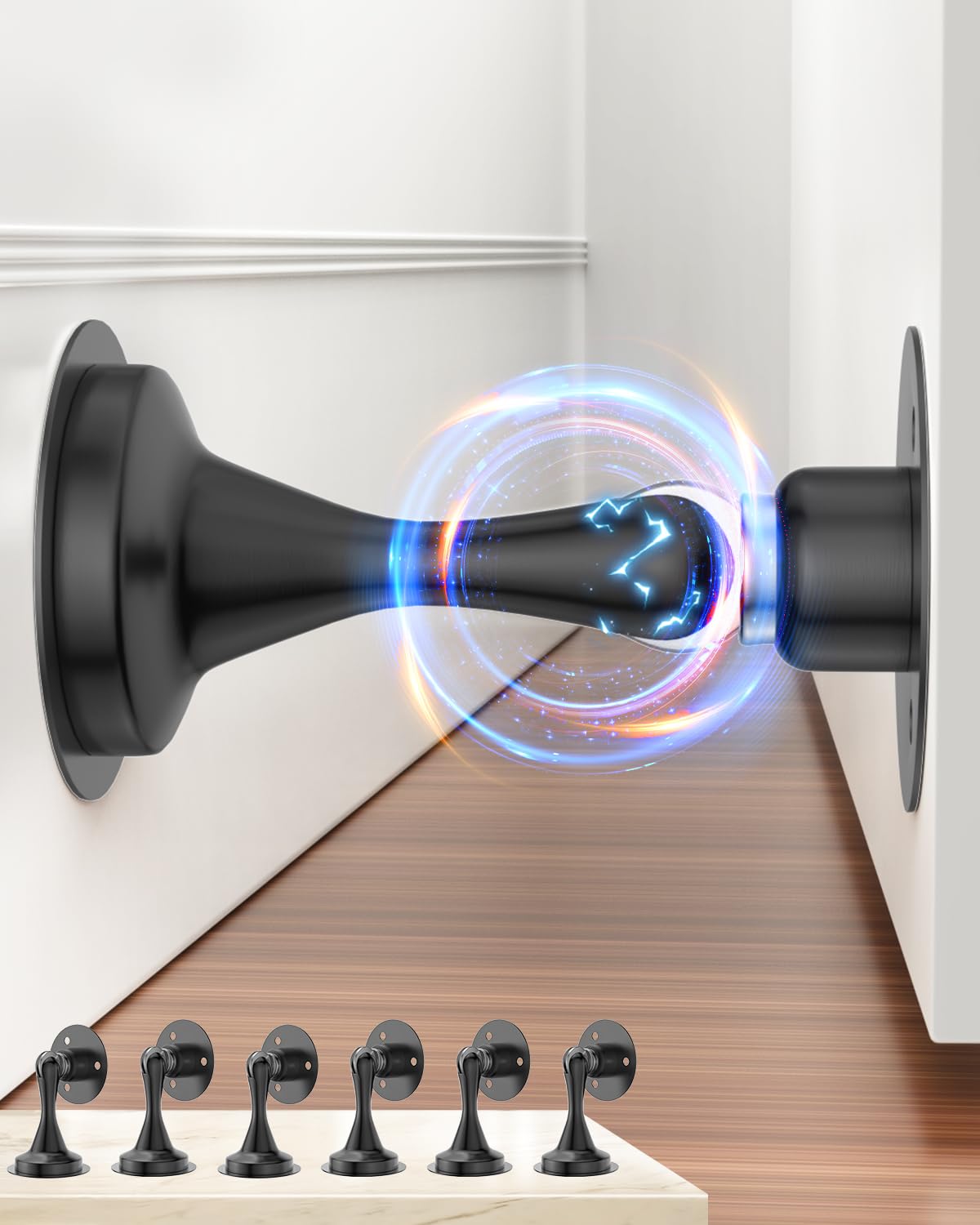 Photo 1 of Door Stoppers Magnetic Door Catch - 6 Pack Stainless Steel Heavy Duty Door Holder Stops for Bottom Top of Door - Wall Floor Mounting No Drill Strong Adhesive & Screws Strong Magnet Keep Door Open