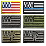 Bundle 6 pieces USA American Thin Blue Line Police Flag Tactical Velcro Fully Embroidered Morale Tags Patch