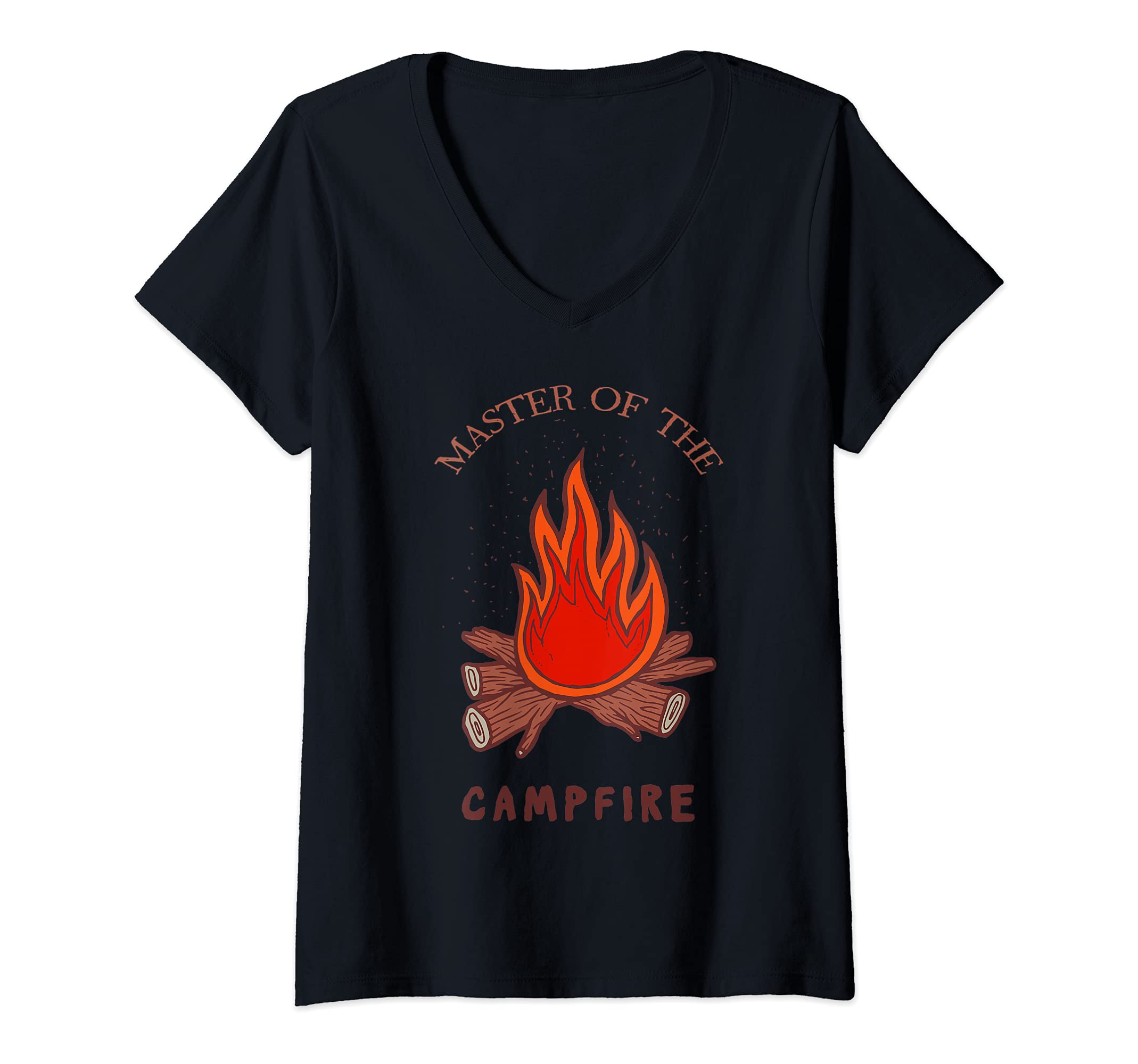 Womens Master Of The Campfire Camping Camper Grill Outdoor Hiker V-Neck T-Shirt