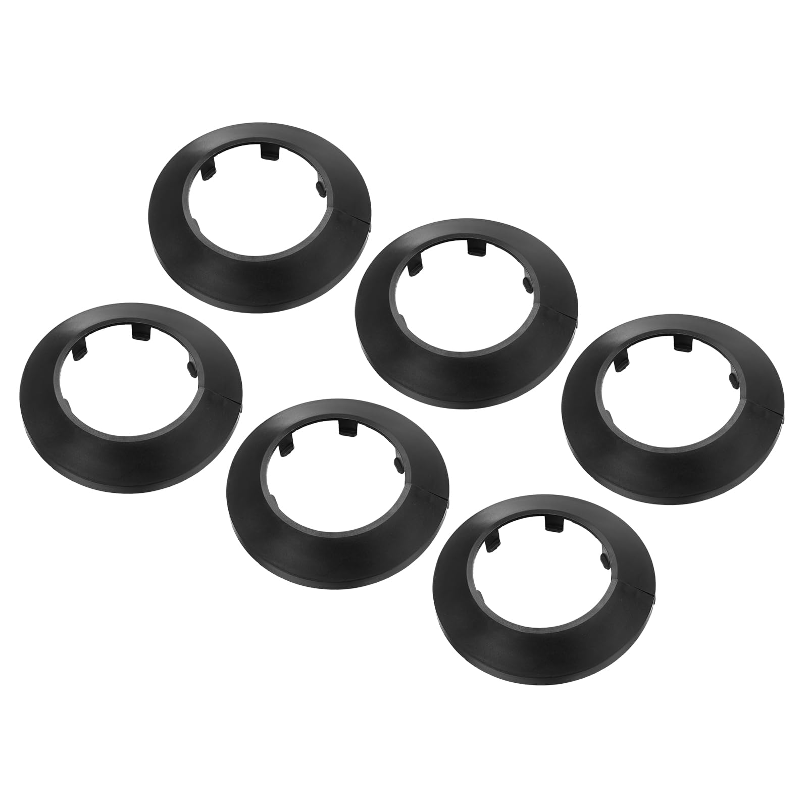 PATIKIL Water Pipe Cover Decoration Fit 3.54"/90mm, 6Pcs Flange Water Pipe PP Plastic Escutcheon Plate Collar Drain Line Cover Radiator for Wall Pipe Tube Decor, Black