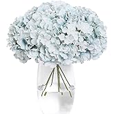 Tifuly Hydrangea Artificial Flowers -12 pcs Realistic Fake Hydrangeas Silk Flowers with Stems Faux Hydrangea Flowers Heads for Office Home Party Wedding Centerpiece DIY Floral Decor (Light Blue)