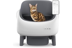 ZEACOTIO Open-Top Self Cleaning Litter Box, Automatic Litter Box with Dual Safety Sensors, Anti-Pinch Protection, Large Capacity, APP Control, White-Grey