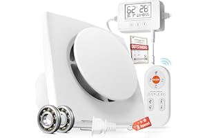 3 Speed Bathroom Fan with Humidity Sensor with Remote Control, Timer Humidity & Temperature Control Quiet Upgraded 2600RPM Ve