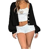 SOLY HUX Women's Button Down Fall Cropped Cardigan Sweater Drop Shoulder Long Sleeve Casual Outerwear