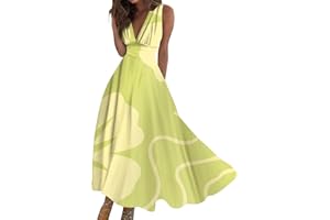 Azeralia Summer Dresses for Women 2024 Deep V Neck Sleeveless Sun Dress for Beach Vacation Midi Dresses for Women Sexy Dress