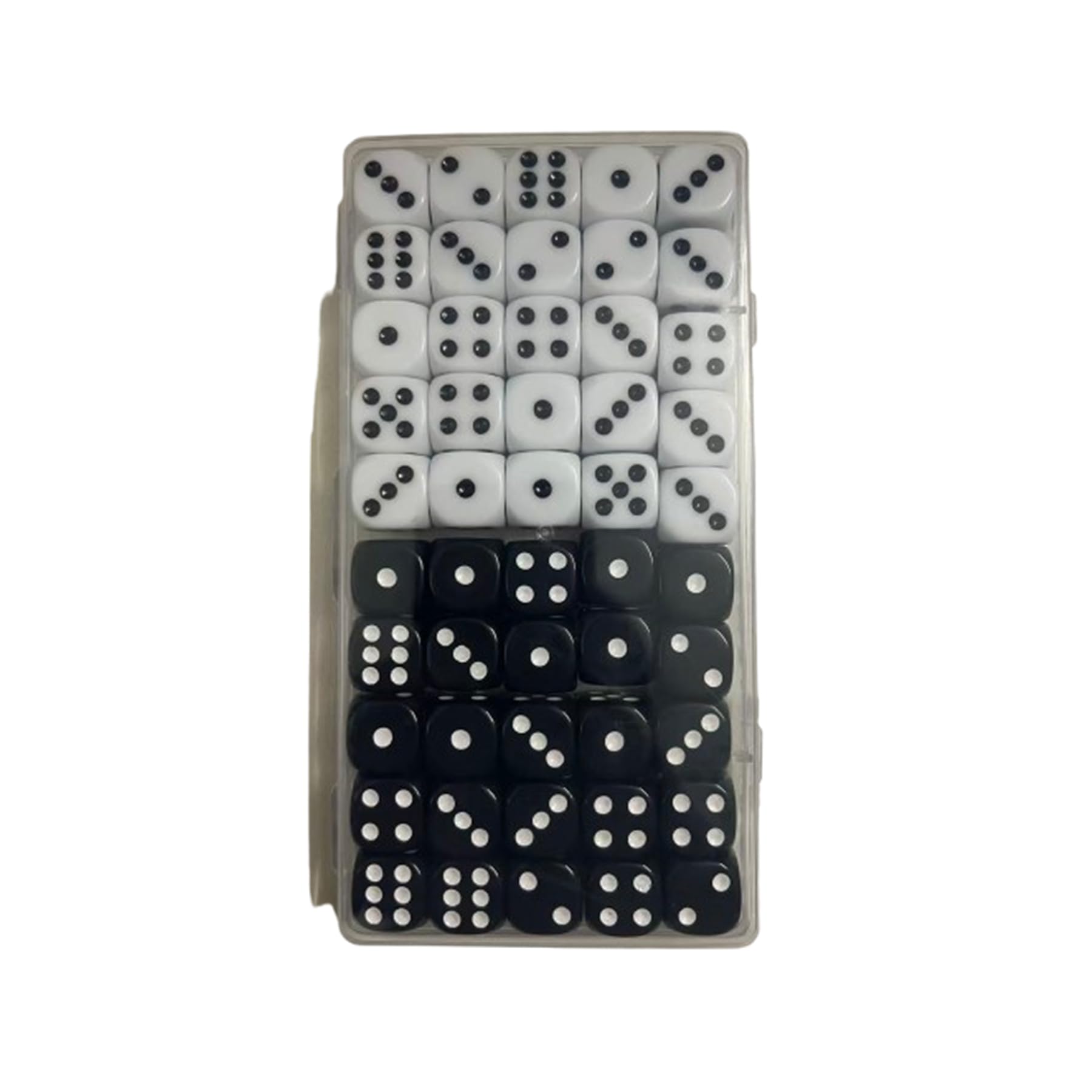 Hotooldo 50 Count Game Dice Set with Round Edge, Assorted Colored 16mm Solid Colorful Acrylic Dice for Home, Party Favors (25 Black and 25 White Multicolor)