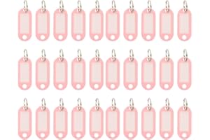 TIDTALEO 30pcs Cherry Blossom Pink Key Tags with Split Ring Portable Keychain Labels for Luggage, Office,