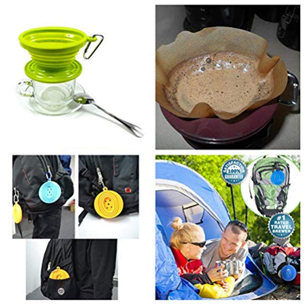 Kuke Reusable Silicone Coffee Dripper with Paper Filters ,Collapsible