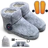 Electric Foot Warmer, Rechargeable Battery Powered Heated Slippers for Cold Feet, House Portable Heated Boots for Women, Graphene Heating Slippers with 4-8 Hours Heat,Washable