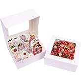NPLUX 30pcs 8x8x3 inches Bakery Boxes with Window Pie Boxes for Strawberry Chocolate (White)