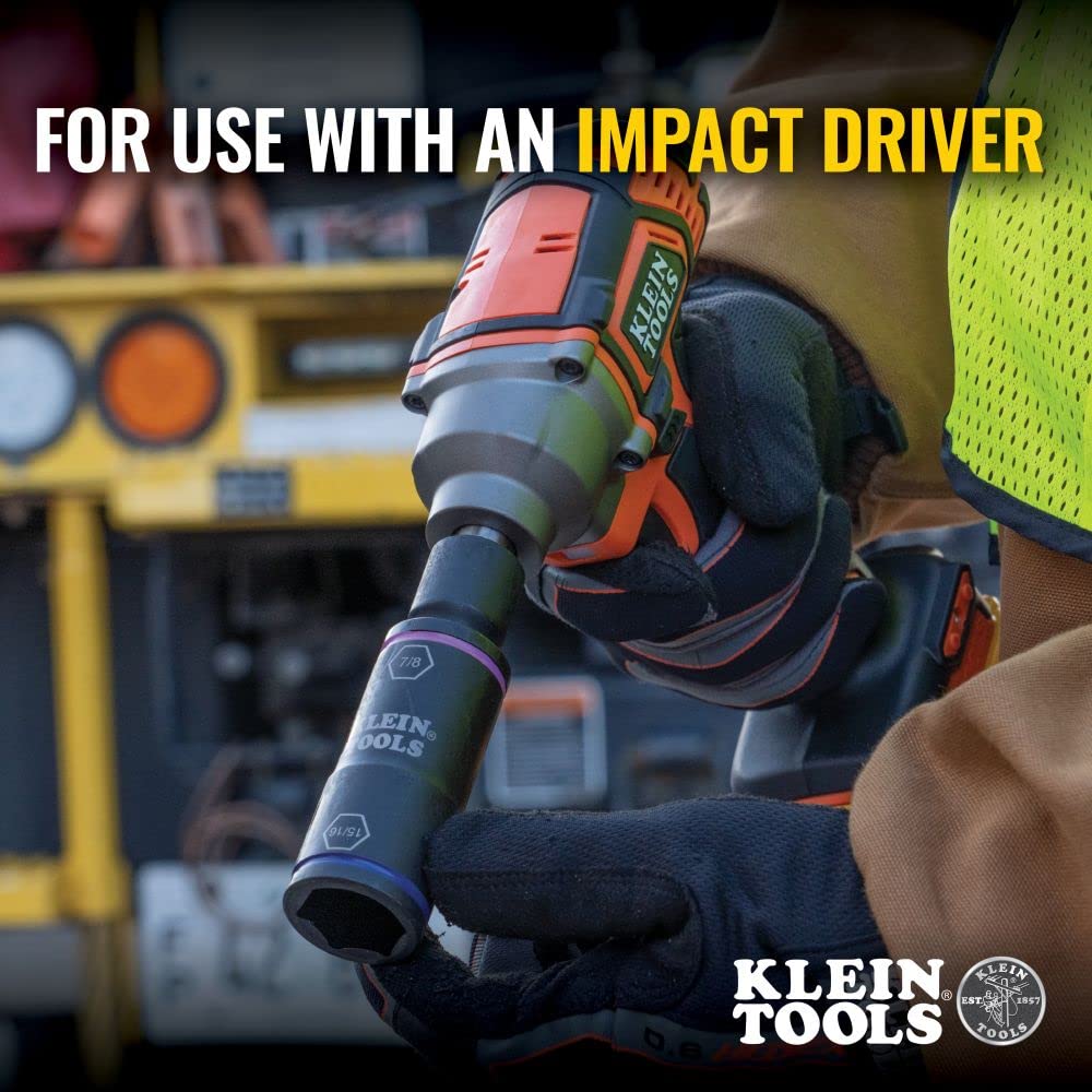 Klein Tools 66070 Impact Socket Set, Impact Driver Flip Socket, Five