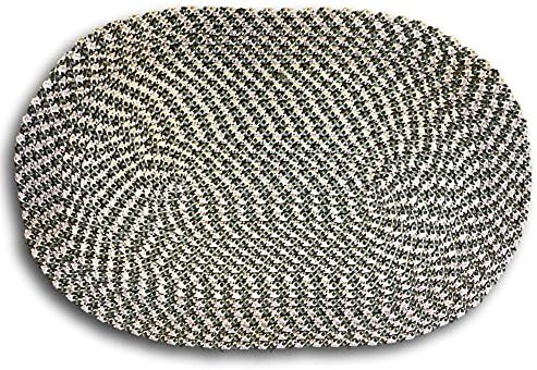 Braided Oval Braided Floor Door Throw Mat Rug Assorted Woven 19 by 29 (Gray)