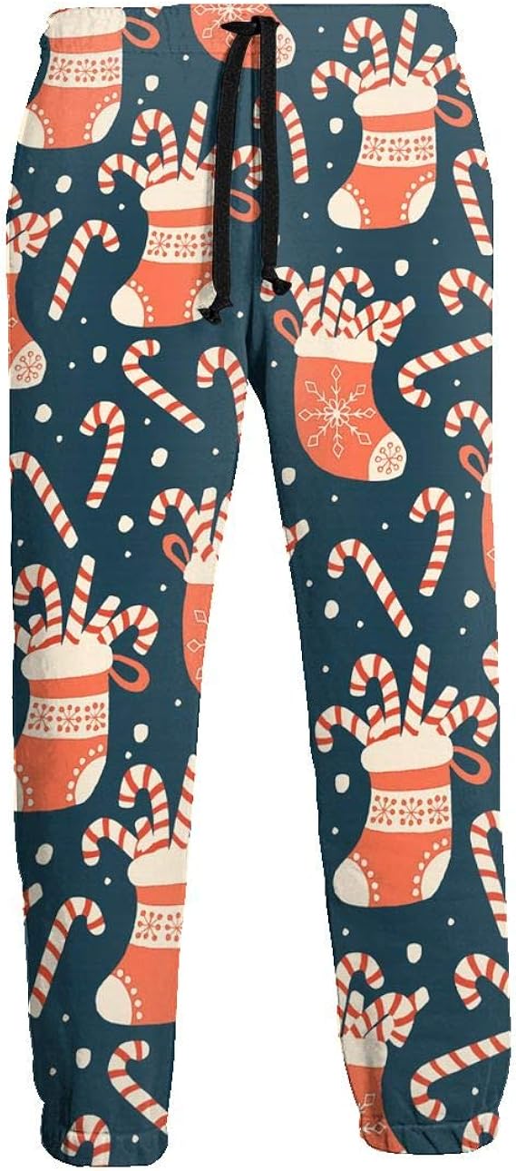 Candy Cane in Stocking Men's Fleece Jogger Pant Active Training