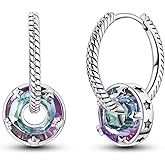 NARMO 925 Sterling Silver Heart Earrings for Women Pink Dangle Hoop Earrings Colorful Cubic Zirconia Earrings Silver Hoops Jewelry Gifts