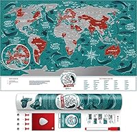 1DEA.me Small Scratch Off Travel World Map - Premium Edition - 23.6" x 15.8" - Rewritable Places I