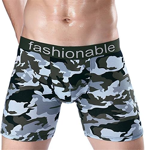 Men Underwear Camouflage Cotton Boxers Shorts Mid-Rised U Convex Pouch Underpants (XXXL)