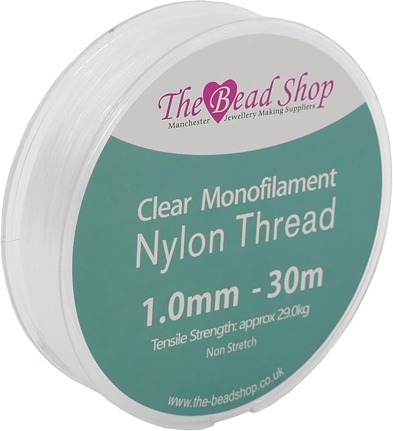 The Bead Shop Clear Nylon Thread 1mm 30m Invisible String 29kg Tensile