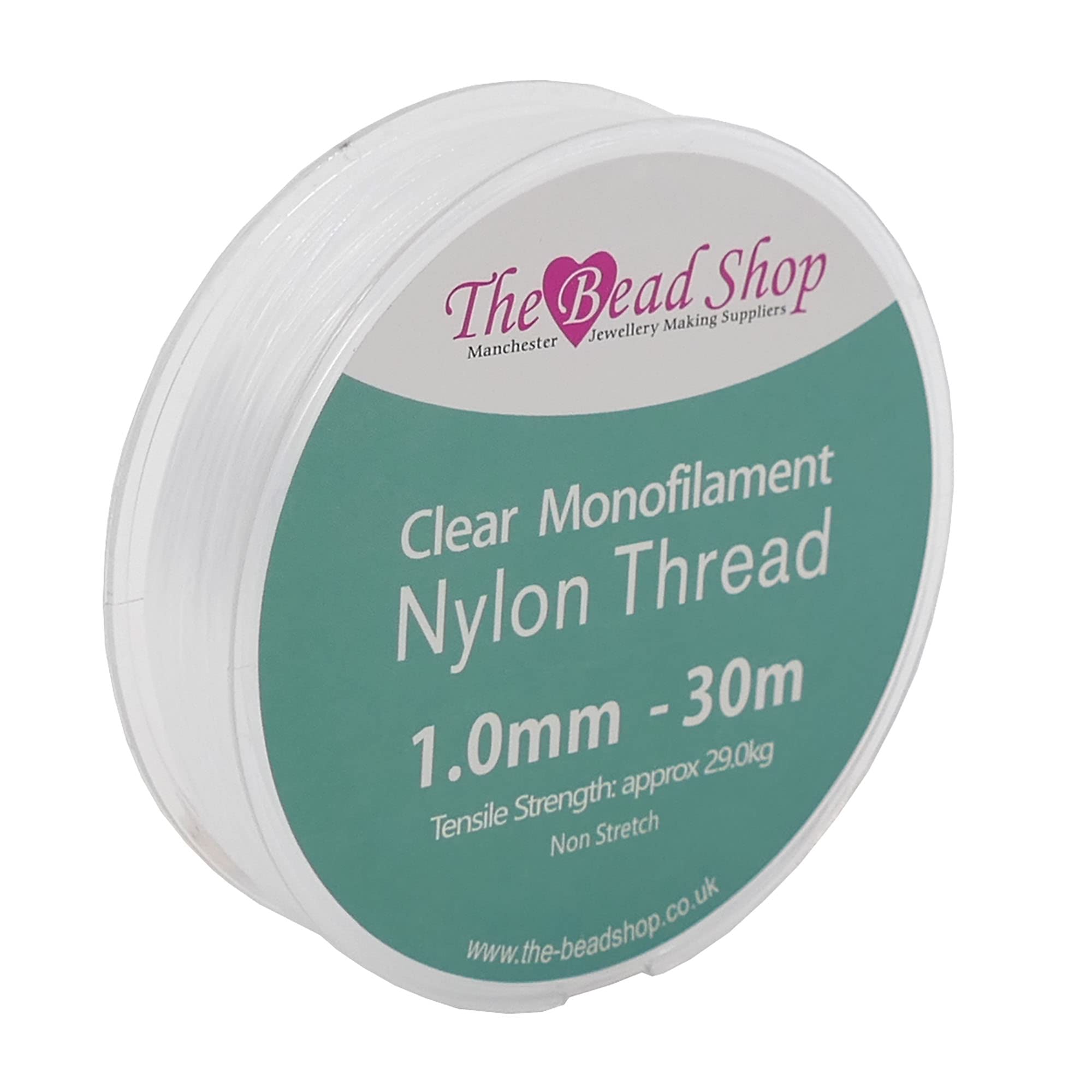 Clear Nylon Thread 1mm - Invisible String for Decoration Hanging, Sewing, Beading, Strong Non-Stretch Nylon Wire, 29kg Tensile Strength - 30m Spool