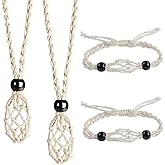 VNVETYTO 4 PCS Crystal Cage Necklace and Bracelet Cord Holder Empty Stone Holder Replacement Hand-Woven Cord with Adjustable Length(Style 7)