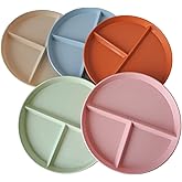 LISSION Dinner Plates Set, 5 Piece Divided Plate, 9 inch Wheat Straw Plates, Dishwasher and Microwave Safe, Portion Control P