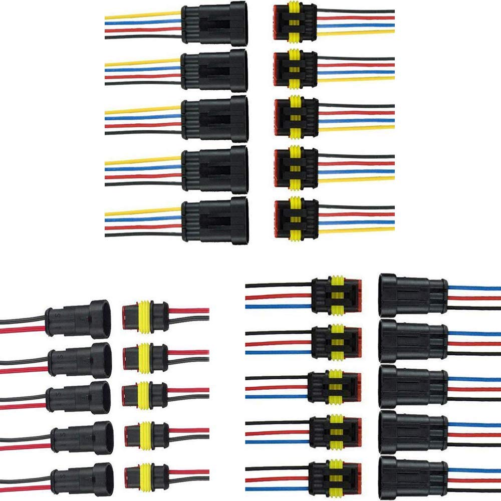 Wire Plug Connectors 15 Kits Waterproof Electrical Wire Connector Plugs - 2, 3, 4 Pin Sealed Sets For Cars, Boats, Trucks Wire Connector Kit - Foto 11