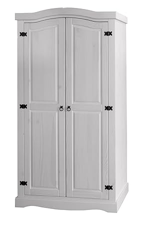 Corona White Pine 2 Door Wardrobe Whitewash Furniture Amazon Co