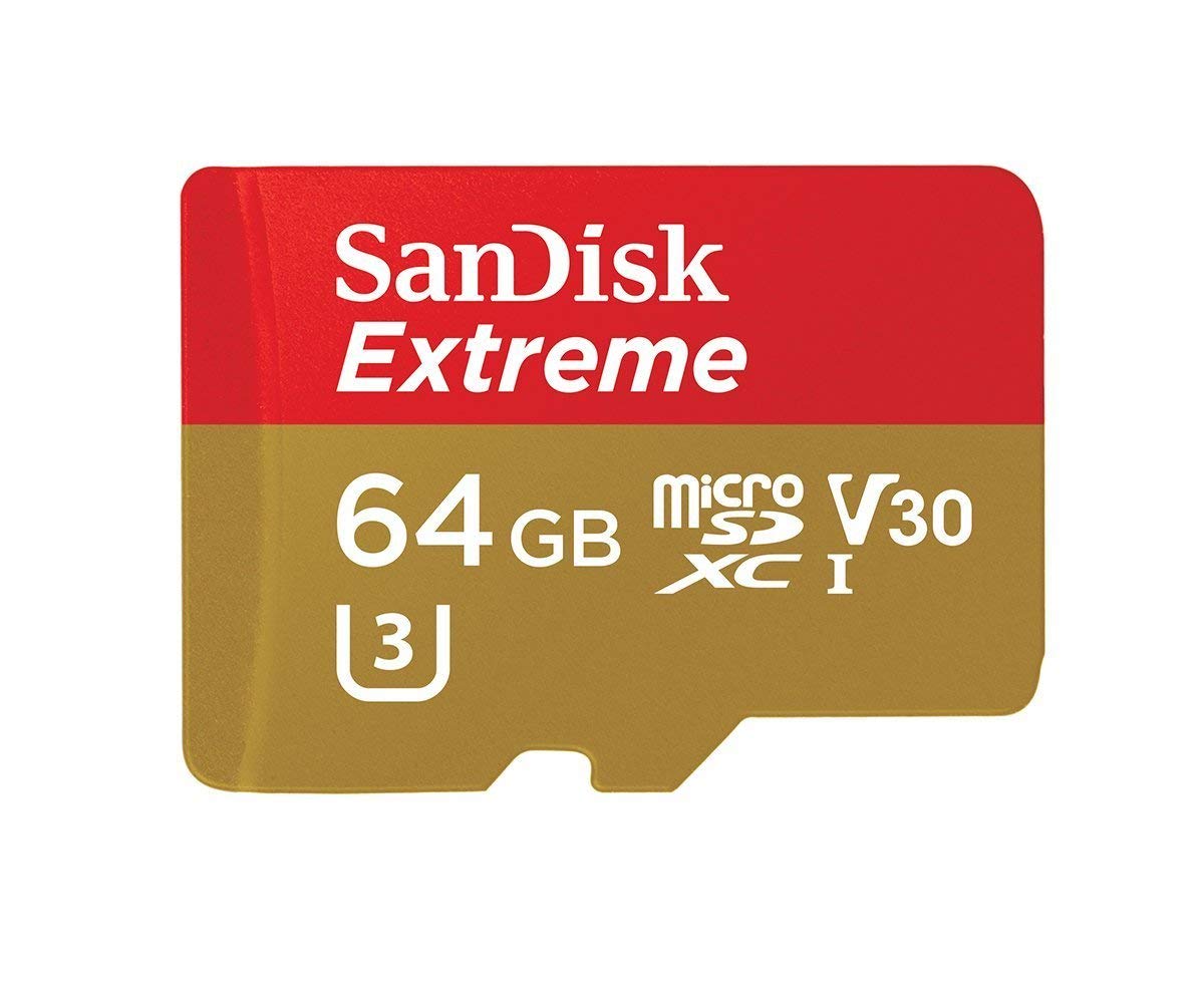 SanDisk Extreme 64 GB microSDXC Memory Card + SD Adapter up to 90 MB/s, Class 10, U3, V30