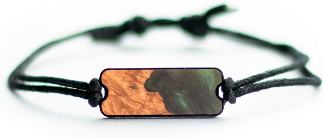 Carved Burl Wood + Resin Bracelet - Unique Bracelet For Men, Women, One-Of-A-Kind, Adjustable Size, Made With Real Wood
