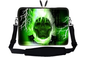 Meffort Inc 15 15.6 inch Neoprene Laptop Sleeve Bag Carrying Case with Hidden Handle and Adjustable Shoulder Strap - Green Sk