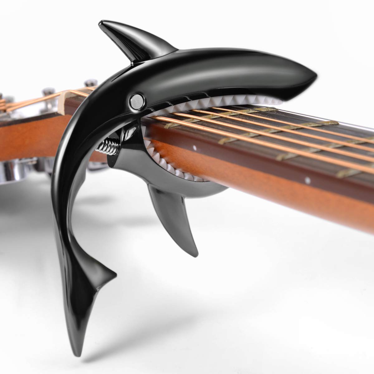 Guitar Capo For Acoustic And Electric Guitar Quickly Change Clamp Soft Silicon Padding Guitar Capo Zinc Alloy Black Capo-CattleyaHQ Shark Capo